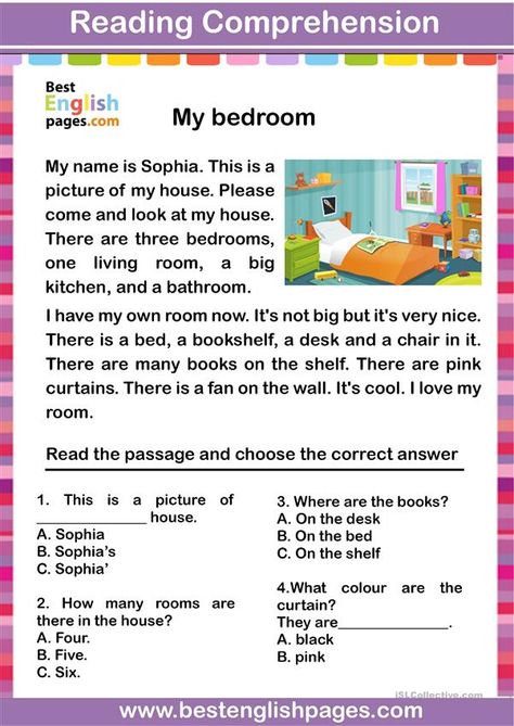 Class 2 English Worksheets Comprehension, My House Reading Comprehension, My Home Worksheet For Kids, Reading For Kids Worksheets, Class 3 English Worksheets, House Worksheets For Kids, English Reading For Beginners, Esl Worksheets For Kids, Reading Worksheets For Kids