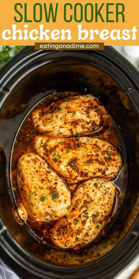 Chicken Breast In Crock Pot, Crockpot Chicken Breasts, Crock Pot Chicken Breast Recipes, Slow Cooker Chicken Breasts, Slow Cooker Chicken Breast, Heathy Eats, Chicken Breast Slow Cooker, Chicken Breasts Recipe, Chicken Breast Crockpot Recipes