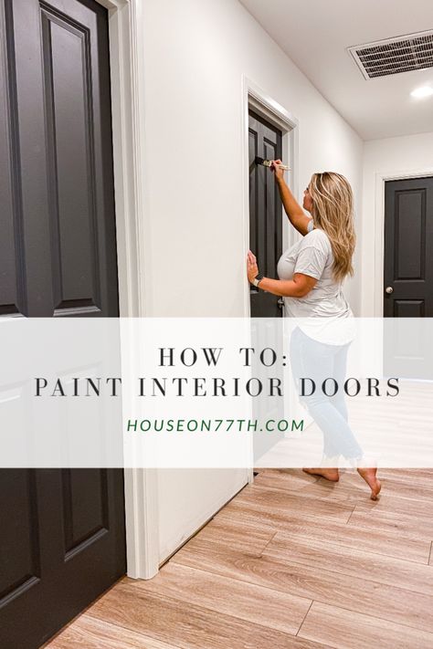 How To: Paint Interior Doors Paint Interior Doors, How To Paint Interior Doors, Interior Door Colors, Pintu Interior, Dark Doors, Painted Interior Doors, Black Interior Doors, Casa Exterior, Bedroom Door