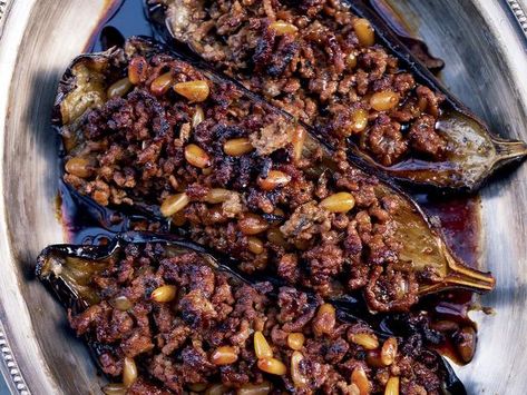 Stuffed Aubergine, Yotam Ottolenghi Recipes, Ottolenghi Recipes, Stuffed Eggplant, Yotam Ottolenghi, Minced Meat, Eggplant Recipes, Lamb Recipes, Middle Eastern Recipes