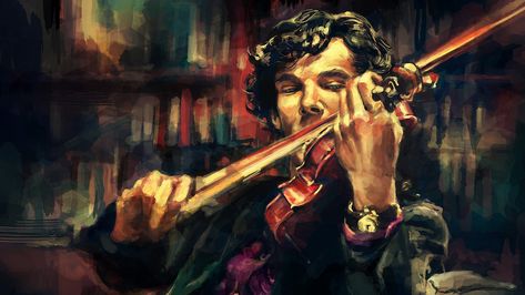 #Benedict Cumberbatch, #Sherlock Holmes, #digital art wallpaper Sherlock Holmes Wallpaper, Violin Painting, Sherlock Wallpaper, Sherlock Poster, Violin Art, Music Artwork, Canvas Decor, Sherlock Bbc, Benedict Cumberbatch