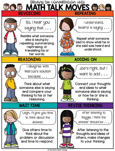 Math Talk Moves: 7 Essential Strategies | The Routty Math Teacher Math Talk Anchor Chart, Math Talk Moves, Math Talk Posters, Talk Moves, Classroom Posters Free, Accountable Talk, Teaching Math Strategies, Number Talks, Classroom Discussion