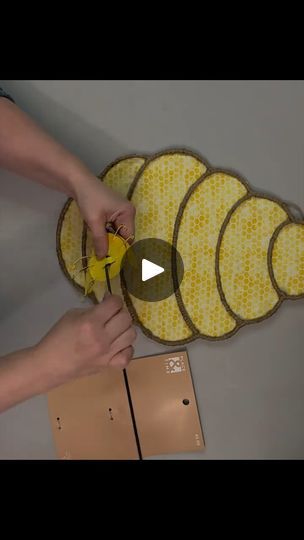 Bee Hive Wreath Diy Dollar Tree, Dollar Tree Bee Wreath Form, Beehive Wreath, Diy Beehive, Ruffle Wreath, Decorative Wreaths, Bee Stuff, Honeycomb Fabric, Bee Classroom