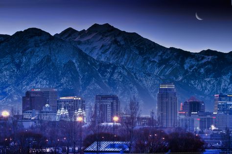 ... Salt Lake City Utah Skyline | by Utah Images - Douglas Pulsipher California Zephyr, Temple Square, World Cities, Salt Lake City Utah, Winter Landscape, City Skyline, Places Around The World, Lake City, Salt Lake City