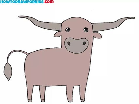 How to Draw a Longhorn - Easy Drawing Tutorial For Kids Longhorn Drawing Easy, Longhorn Drawing, Sketching Tips, Draw Animals, Drawing Lesson, Drawing Tutorials For Kids, Coloring Supplies, Drawing Tutorial Easy, Pencil And Paper