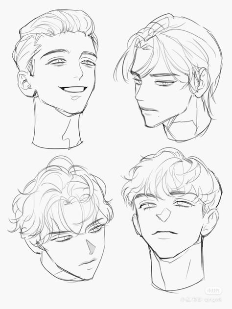 Male Head Base Drawing, Head Art Reference Drawing, Anime Style Drawing Reference, Sketching Hair Step By Step, Manhwa Side Profile Male, Short Male Haircuts Drawing, Head Poses Drawing Reference Male, Anime Men Body Drawing Tutorial, Manga Side Profile Male