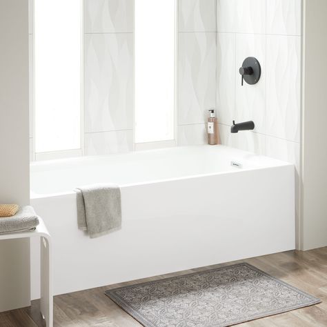 60" Rolfe Acrylic Alcove Tub - White - Alcove Tubs - Bathtubs - Bathroom Alcove Tub, Deep Tub, Wall Alcove, Pedestal Tub, Air Tub, Corner Toilet, White Tub, Console Sink, Acrylic Tub