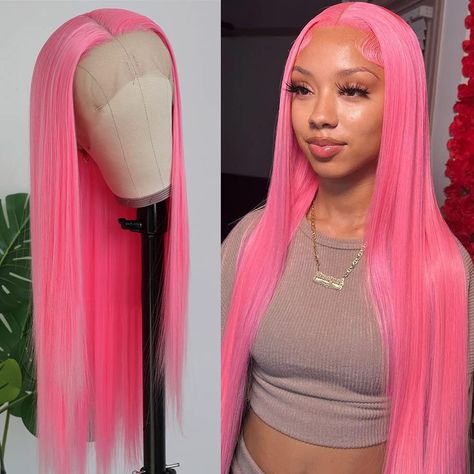 PRICES MAY VARY. 13x3 frontal lace wig, pre plucked hair line, free parting, more comfortable wearing experience Mixed pink red lace front wig, natural hair color, suitable for everyday wearing Brazilian natural collection, pretty natural, soft and gorgeous Heat resistant premium synthetic hair, hot iron safe up to 300 - 350F Easy to install, clean and manageable Specification:   Hair Length: 24 inch  Cap Size: Circumference 21.5’’-23’’ stretched medium cap (Average cap size), with adjustable st Blonde Highlights Lace Front Wig, Pink Lace Front Wig, Pink Lace Front, Bob Cut Wigs, Creative Hair Color, Pink Wig, Pretty Hair Color, Red Wigs, Haircuts For Medium Hair