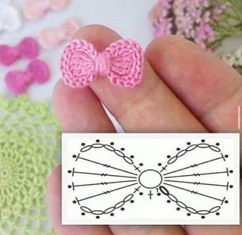 Projek Mengait, Crochet Bow Pattern, Crochet Graphs, Crochet Bow, Crochet Hair Clips, Crochet Earrings Pattern, Crochet Bows, Pola Amigurumi, Crochet Hair Accessories