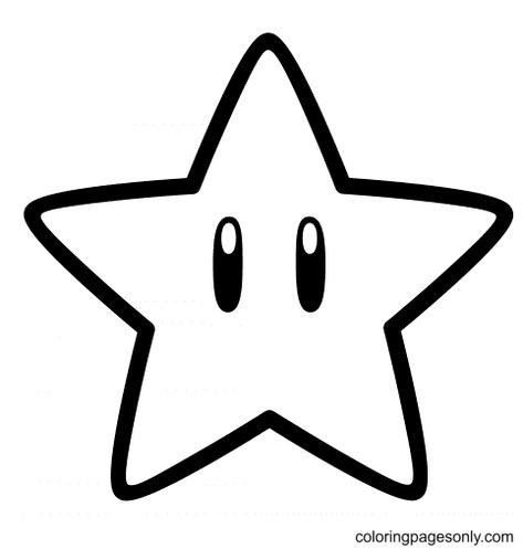 Mario Star Printable, Mario Birthday Coloring Pages, Mario Star Drawing, Super Mario Star Tattoo, Star From Mario, Mario Star Tattoo, Star Super Mario, Mario Bros Coloring Pages, Mario Stars