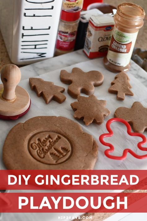 Homemade Gingerbread Playdough Recipe | Easy Holiday Kids Craft Diy Gingerbread Playdough, Gingerbread Man Playdough, Gingerbread Playdoh, Gingerbread Playdough Recipe, Soft Playdough Recipe, Gingerbread Playdough, Holiday Activity For Kids, Christmas Playdough, Gingerbread Craft