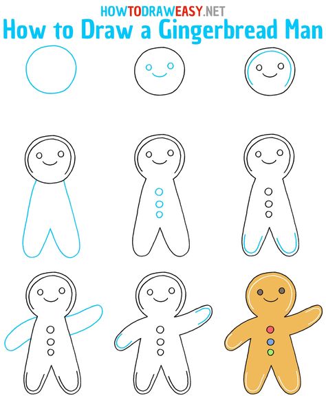 How to Draw a Gingerbread Man Step by Step #Gingerbread #GingerbreadMan #Christmas #GingerbreadManDrawing #HowtoDrawaGingerbreadMan #HowtoDrawaGingerbread #GingerbreadDrawing #GingerbreadDecorate #GingerbreadDecoration #GingerbreadArt #ChristmasFood How To Draw Gingerbread House, How To Draw Gingerbread Man, Gingerbread Man Directed Drawing, How To Draw Rudolph Step By Step, Draw Gingerbread Man, How To Draw A Christmas Present, Gingerbreadman Ideas, Gingerbread Doodle, How To Draw A Gingerbread Man