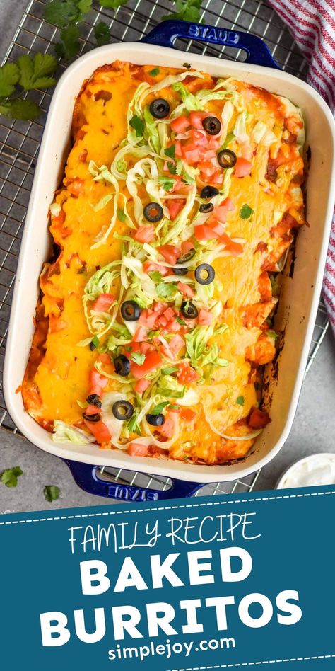 Oven Baked Burritos Ground Beef, Baked Burritos Beef, Beef Burrito Bake, Burrito Bake Casserole, Beef And Cheese Burritos, Baked Chicken Burritos, Baked Burrito Casserole, Ground Beef Burritos, Burrito Casserole Recipe