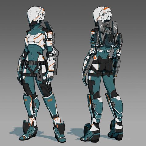 Armored Space Suit, Space Suits Concept Art, Cyberpunk Space Suit, Futuristic Space Suit Concept Art, Sci Fi Suit Concept Art, Mech Suit Design, Mecha Armor Suits, Space Suit Character Design, Future Space Suit