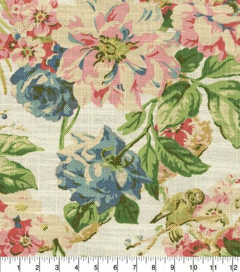 Waverly Hidden Pond Bloom Home Décor Fabric | JOANN Floral Fabric Prints, Chintz Decor, Floral Drapes, Dreamy Wallpaper, Floral Drapery Fabric, Floral Sofa, Floral Upholstery Fabric, Throw Pillow Fabric, Vintage Floral Fabric