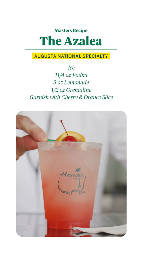 An Augusta National specialty, this signature cocktail tastes like spring is in the air and is the perfect addition to your at-home watch party. Azalea Cocktail, Masters Party, Nashville House, Strawberry Wine, Golf Party, Augusta National, Fancy Drinks, Festive Drinks, Mixed Drinks Recipes