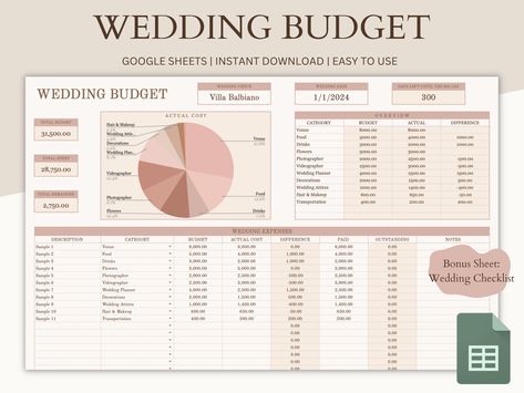 Wedding Budget Spreadsheet, Wedding Checklist, Google Sheets Wedding Template, Digital Wedding Budget Expense Tracker, Wedding Planner lovelyplanner #freehomeschoolplanner. 50000 Wedding Budget, Wedding Budget Excel Template Free, Wedding Budget Google Sheets, Wedding Budget Break Down Percentage, Wedding Excel Spreadsheets, Wedding Expenses Checklist, Wedding Cost Break Down, 5000 Wedding Budget, Wedding Budget Break Down