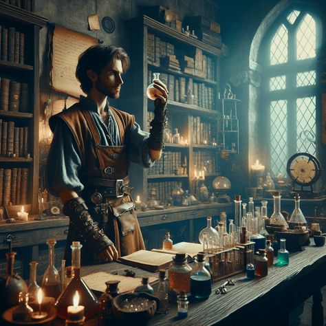 Alchemist Aesthetic Dark, Alchemist Fantasy Art, Alchemist Archetype, Alchemist Dnd, Fantasy Alchemist, Alchemist Character Design, Alchemist Outfit, Alchemist Aesthetic, Medieval Alchemist