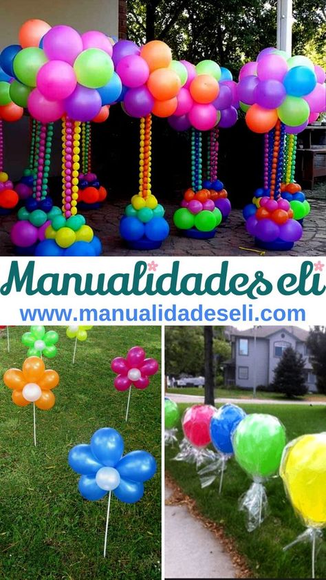 Inspírate con estas ideas originales para decorar cualquier fiesta infantil en exteriores de formas muy originales, sencillas y prácticas. Tus decoraciones se robarán toda la atención gracias a todo el colorido que tus decoraciones darán a tu fiesta. Rainbow Balloons, Paw Patrol Birthday, 1st Birthday Parties, Summer Party, Pool Party, Girl Birthday, 1st Birthday, Birthday Parties, Balloons