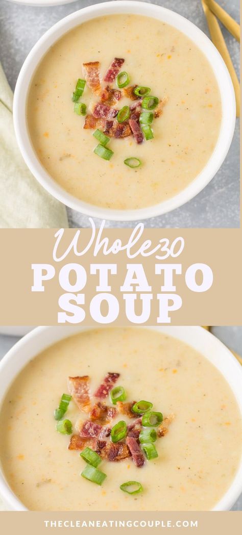 Paleo Instant Pot Soup Recipes, Easy Whole 30 Soup Recipes, Coconut Potato Soup, Potato Soup Paleo, Whole30 Potato Soup, Potato Soup Healthy Easy, Potato Soup With Bone Broth, Coconut Milk Potato Soup, Potato Soup With Almond Milk