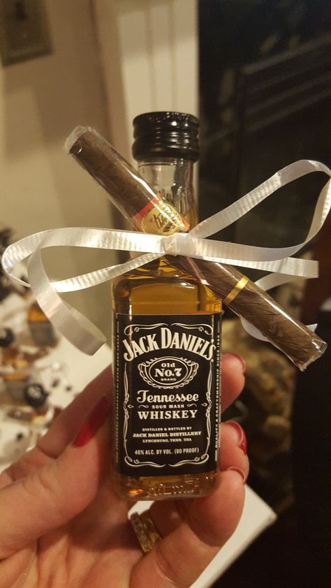 Jack Daniels Bar Ideas, Cigars And Whiskey 50th Birthday, Jack Daniel Party Theme, Masculine Party Favors, Decorating For 40th Birthday Party, Jack Daniels 50th Birthday Ideas, Thirsty 30 Party Ideas For Men, Cool Party Favors For Adults, Male Surprise Party Ideas