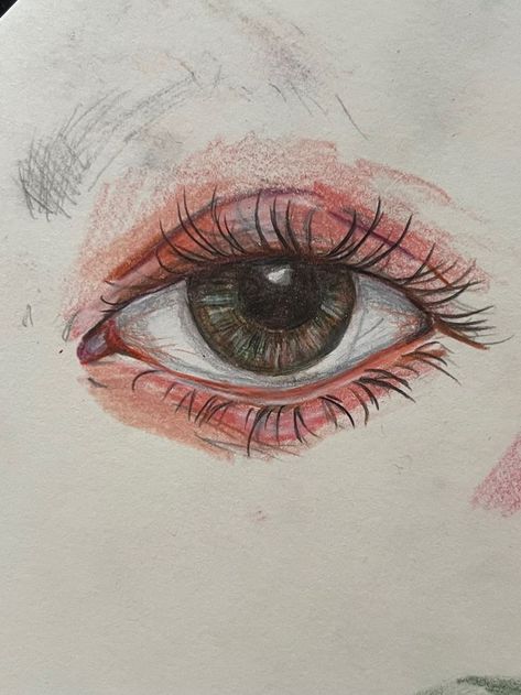 Easy Drawing Realistic, Pencil Colour Eye Sketch, Eye Colour Pencil Drawing, Color Pencils Artwork Easy, Eyes Looking Down Drawing Reference, Colored Eye Drawing, Colorpencils Drawing Idea, Pencil Colour Art Drawings Easy, Coloured Pencil Drawings Easy