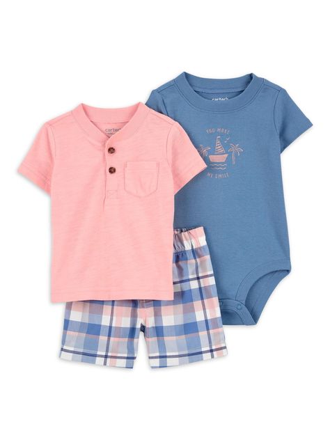 Arrives by Wed, Feb 14 Buy Carter's Child of Mine Baby Boy Shorts Outfit Set, 3-Piece, Sizes 0/3-24 Months at Walmart.com Baby Mermaid Outfit, Baby Boys Outfit, Baby Boy Cardigan, Outfit For Boys, Newborn Baby Boy Outfit, Baby Ready, Pink Newborn, Bear Outfits, Carters Baby Boys