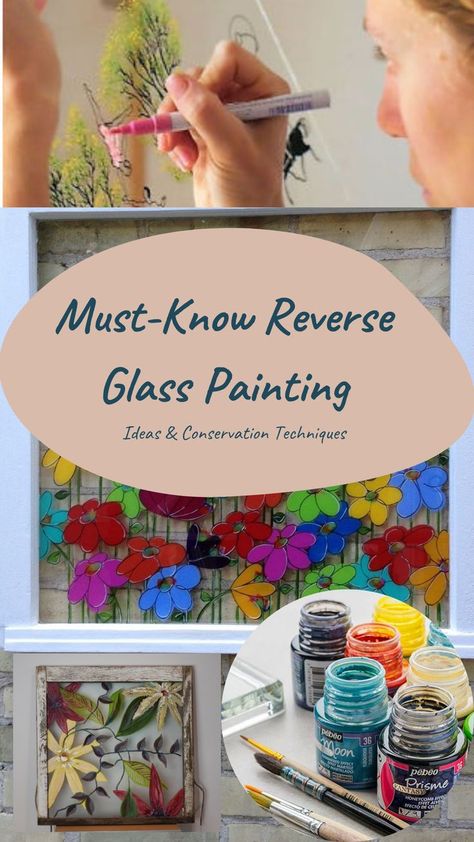 How To Paint On Glass Windows Tutorials, Glass Painting Using Glass Colours, Reverse Glass Painting Patterns, Painted Glass Wall Art, Painting Glass Picture Frames, Backwards Glass Painting, Diy Glass Painting Tutorials, Painted Glass Picture Frames, Painting Stained Glass Effect