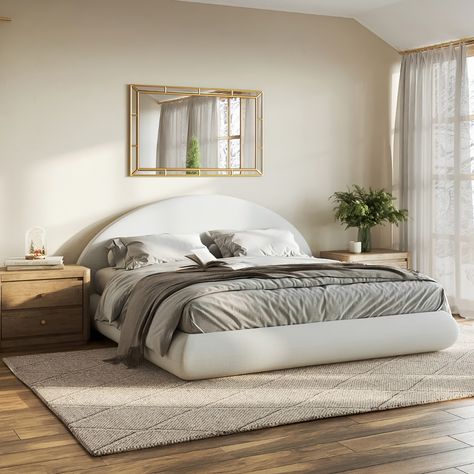 Luna Set: Bed Frame + Headboard l SoftFrame Designs Bed Foam Design, Half Circle Bed Frame, Cloud Bed Frame Aesthetic, Cushion Bed Design, Headboardless Bed, Soft Bed Frame, Softframe Designs, Cloud Bed Frame, Bedframe Ideas