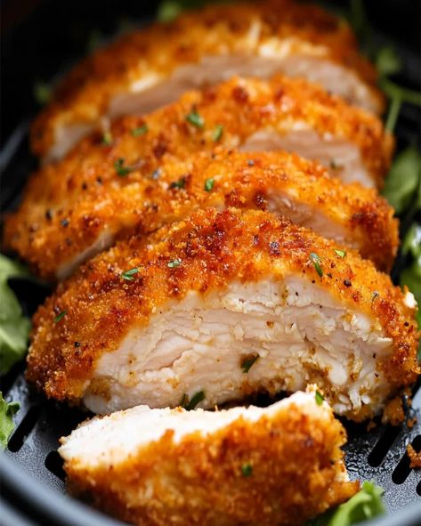 Crispy Chicken Breast in Air Fryer – Easy & Healthy Recipe Fried Chicken In An Air Fryer, Crispy Chicken In Air Fryer Recipes, Airfried Healthy Chicken Breast, Fried Chicken Recipe In Air Fryer, Easy Chicken Air Fryer Meals, How To Make Crispy Chicken In Air Fryer, Best Air Fryer Chicken Recipes, Air Frying Chicken Breast, Kfc Fried Chicken Recipe Air Fryer