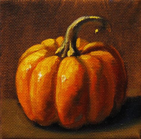 Painting Ideas Pumpkin Canvas, How To Paint A Realistic Pumpkin, Picture Of Pumpkins, Cool Painting References, Oil Paint Painting, Realistic Pumpkin Painting, Food To Paint, Autumn Pumpkin Painting, Pumpkin Drawing Reference