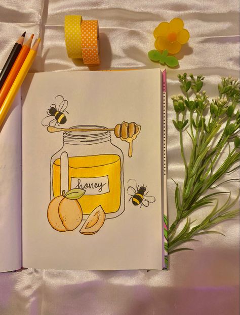 Bee Drawings Simple, Honey Drawing Simple, Bee Drawing Simple Cute, Honey Bee Drawing Simple, Honey Bees Drawing, Honey Bee Doodle, Bee Painting Simple, Bee Drawing Simple, Honey Drawing