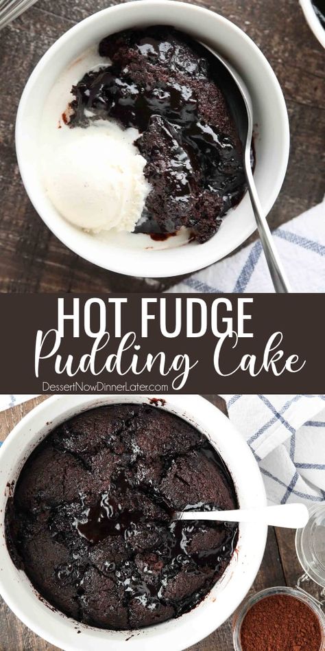 Hot Fudge Pudding Cake - Dessert Now, Dinner Later! Hot Fudge Pudding Cake, Pudding Sauce, Hot Fudge Pudding, Fudge Pudding Cake, Fudge Pudding, Chocolate Pudding Desserts, Hot Fudge Cake, Fudge Dessert, Hot Desserts