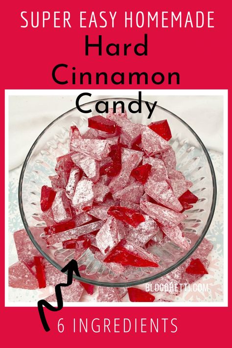 You only need 6 ingredients to make this Hard Cinnamon Candy. A little sweet and a little spicy from the cinnamon oil, this sweet candy treat will make great gifts to give and enjoy. #cinnamon #candy #hardcandy #cinnamoncandy #holiday #Christmas #gifts #DIY Hard Tack Candy, Cinnamon Hard Candy, Hard Tack, Casserole Carriers, Christmas Gifts Diy, Hard Candy Recipes, Making Sweets, Cinnamon Candy, Ginger Molasses Cookies