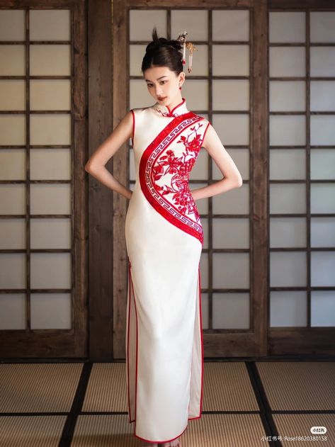 Chinese Qipao Modern, Cheongsam Sangjit, Sangjit Dress, Ramadan 2025, Cheongsam Design, Collection Moodboard, Qipao Modern, Moda China, Wedding Qipao