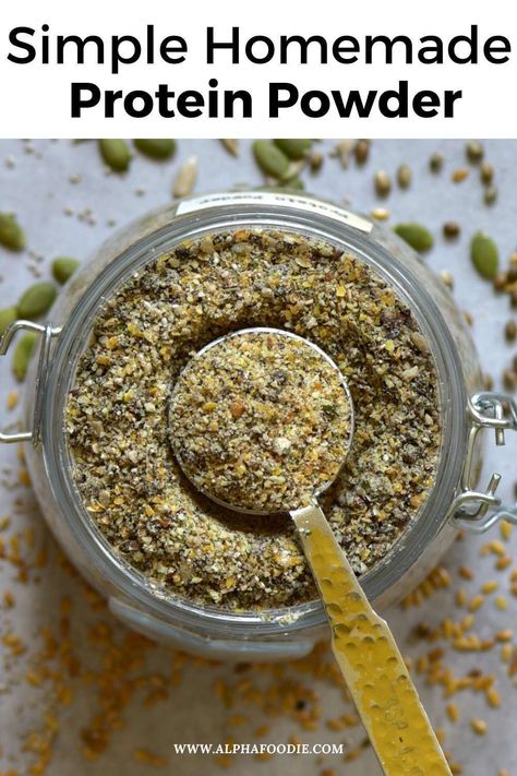 This 5-ingredient homemade protein powder is made from wholesome seeds with no chemicals or fillers, is easy to customize, loaded with nutrients, versatile, and naturally vegan & gluten-free! Alkaline Protein Sources, How To Make Protein Powder, Homemade Vegan Protein Powder, Protien Smoothies Recipes No Powder, Homemade Vanilla Protein Powder, Diy Vegan Protein Powder, Homemade Protein Powder Recipes, High Protein Grains, Make Your Own Protein Powder