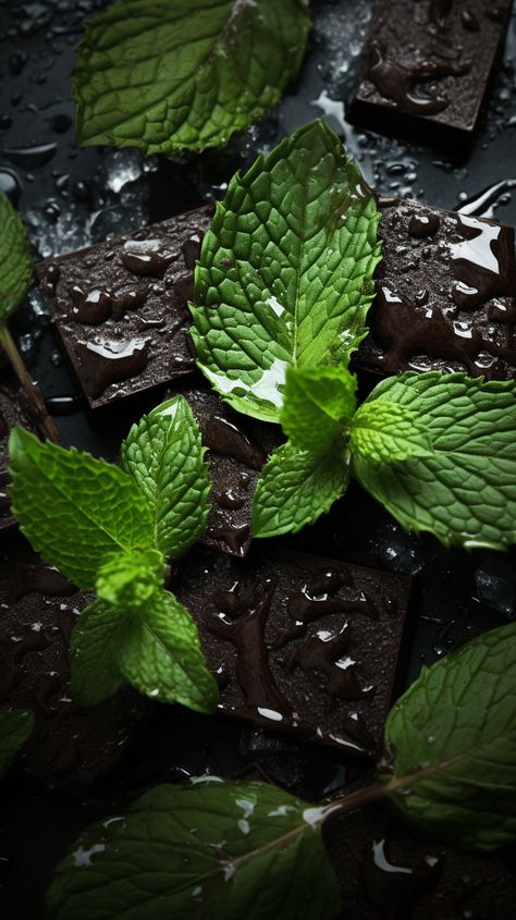 Pure Wallpaper, Fish Factory, Macro Food Photography, Chocolate Photography, Mint And Chocolate, Mint Photography, Spices Photography, Coffee Advertising, Dark Chocolate Mint