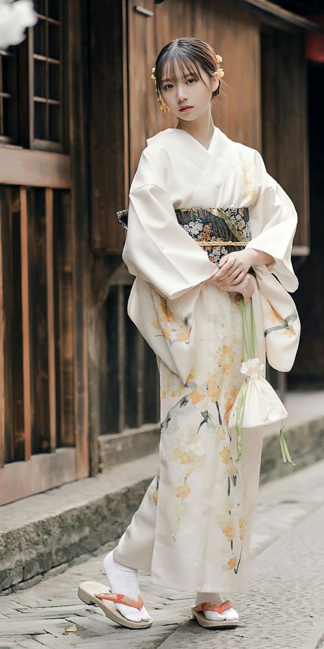 Yukata Women, Pretty Kimonos, Japanese Traditional Clothes, Traditional Asian Dress, Japanese Traditional Clothing, Kimono Japan, Traditional Japanese Kimono, Kimono Outfit, Kimono Design