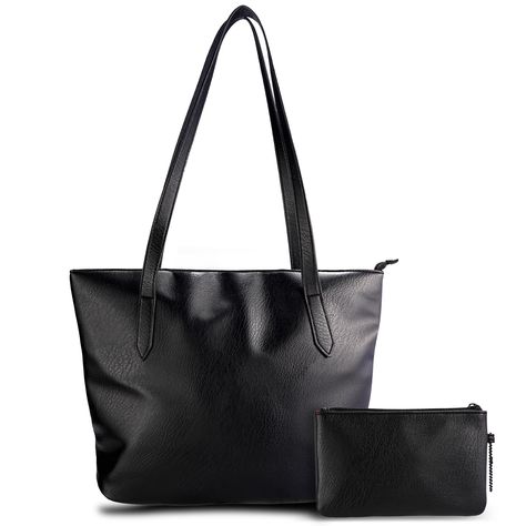 PRICES MAY VARY. Tote Bag for Women: This tote bag is made of strong, durable, lightweight, and waterproof leather. It has a soft fabric lining and a smooth zipper, making it easy to clean for your daily use Large Capacity: 15.7(L) x 11.8(H) x 4.7(W) inch, handle drop: 11.8". It has a large capacity and can serve as a work bag to accommodate a 14'' laptop. It can also be used as a daily handbag, shoulder bag, or diaper bag tote Coin Pouch Included: This handbags features a top zipper closure and Cute Big Purses, Faux Leather Tote Bag, Tote Bag With Zipper, Tote Bags For School, Soft Leather Tote, School Tote, Work Tote Bag, Diaper Bag Tote, Bag With Zipper