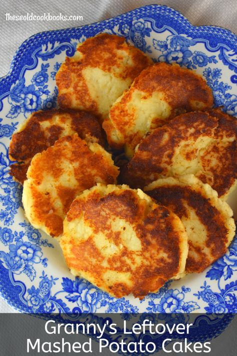 Mashed Potato Cakes Leftover, Leftover Mashed Potato Cakes, Real Mashed Potatoes, Mashed Potato Patties, Mashed Potato Pancakes, Potato Cakes Recipe, Mashed Potato Cakes, Old Cookbooks, Best Mashed Potatoes