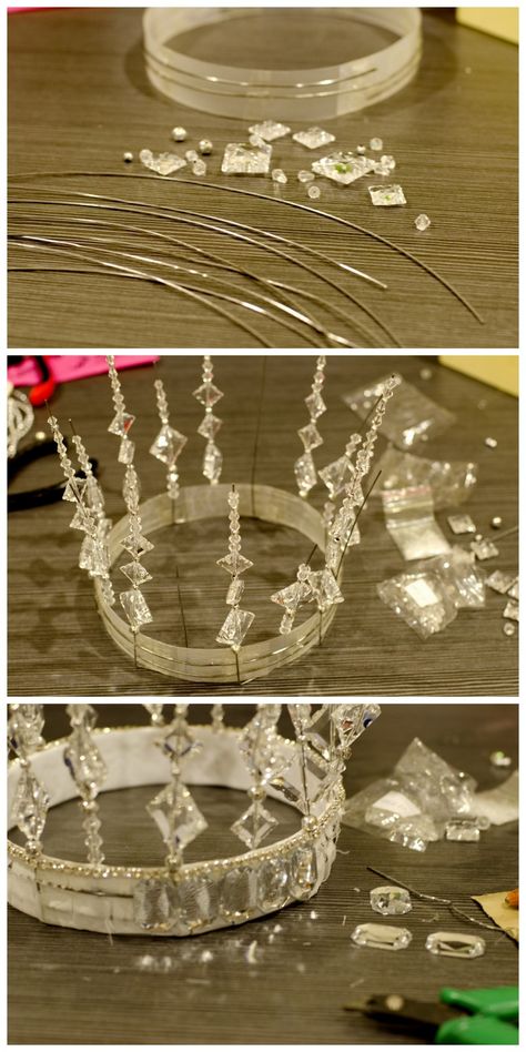 Diy Crystal Crown, Headpiece Diy, Diy Crown, Clear Beads, Diy Crystals, 판타지 아트, Wire Crafts, True Blue, Diy Arts And Crafts