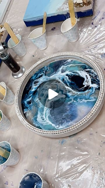 Karen Hammond on Instagram: "#karenhammondart #epoxyart #tray #homedecor #gift #artgift #etsy" Resin Trays Ideas, Resin Tray Ideas, Wood And Resin Serving Tray, Resin Shell Tray, Ocean Resin Tray Diy, Agate Tray Resin, Ocean Resin Tray, Pour Painting, Art Gift