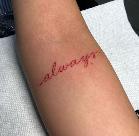 Always tattoo by @bryangtattoos Poker Tattoo, Font Tato, Always Tattoo, Snakebites, Geometric Tattoos, Inspiration Tattoos, Neck Tattoos, Red Ink Tattoos, Shoulder Tattoos