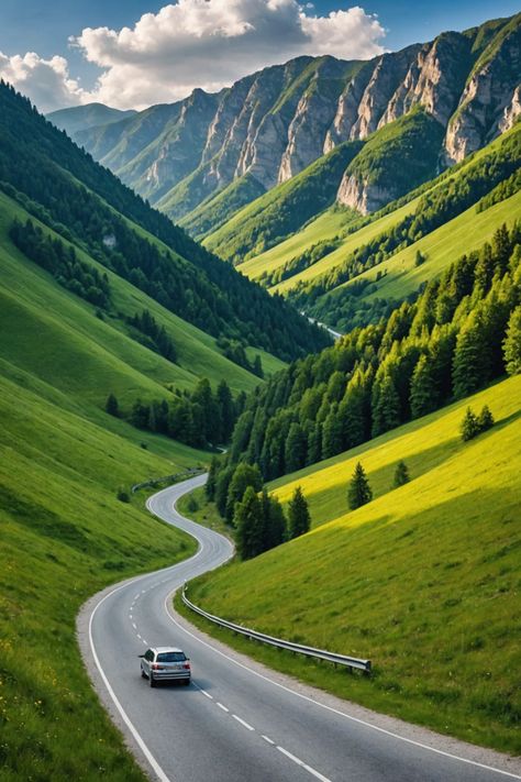 The Most Scenic Road Trips in Romania You Need to Take! Car Road Trip Aesthetic, Canadian Countryside, Romania Aesthetic, Car Landscape, Car Road Trip, Road Trip Aesthetic, Road Aesthetic, Road Trip Photography, Mountain Landscape Photography