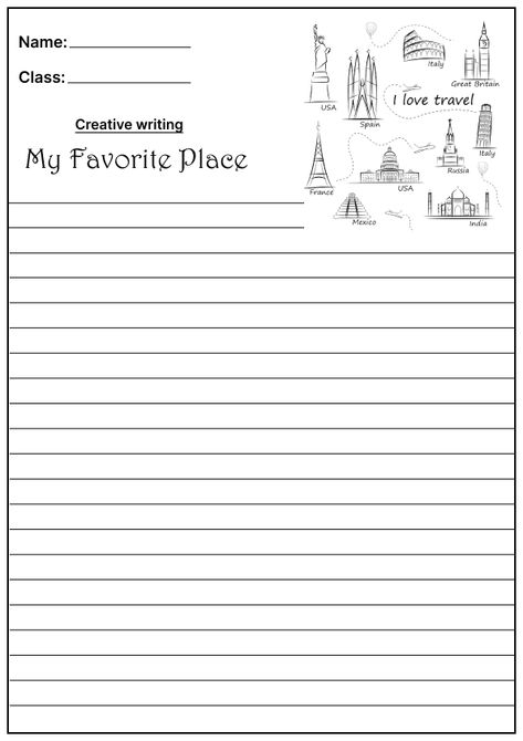 Creative Writing Activity Worksheet, Creative Writing Worksheets for preschool, Creative Writing Worksheets for kids, My Favorite Place Creative Writing, Creative Writing Worksheets for school, English Creative Writing Worksheets, My Favorite Place Creative Writing Worksheets, English Worksheets, My Favorite Place Worksheets, creative writing worksheets, Writing Worksheets, my favorite place, Creative writing for schools, creative writing worksheet template, essay worksheets, school worksheets Writing Worksheets For Kids, Creative Writing Worksheets, Creative Writing Lesson, Study English Language, Study English, Creative Writing Prompts, Diy Paper Crafts Decoration, Writing Prompt, Writing Lessons