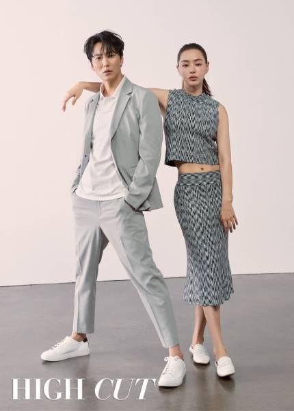 Couple Fashion Photography, Partner Photoshoot, Fashion Editorial Couple, Photoshoot Indoor, Fiery Priest, Kim Nam Gil, Duo Poses, Couples Modeling, Studio Poses