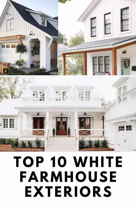 Off White Houses Exterior, White Exterior Farmhouse Colors, Ranch House Shutters Exterior, Texas Farmhouse Exterior, Alabaster Board And Batten Exterior, Exterior Modern Farmhouse Colors, White House With White Windows Exterior, White Siding With Brick Exterior, White On White House Exterior