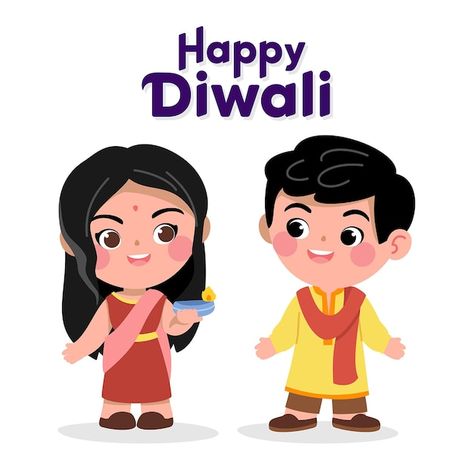 Flat happy diwali cartoon kids children ... | Premium Vector #Freepik #vector #india-festival #festival-invitation #festival #indian-festival Happy Diwali Cartoon, Diwali Cartoon, Diwali Festival Drawing, Festival Invitation, Festival Drawing, Diwali Vector, Diwali Crackers, Diwali Drawing, India Festival