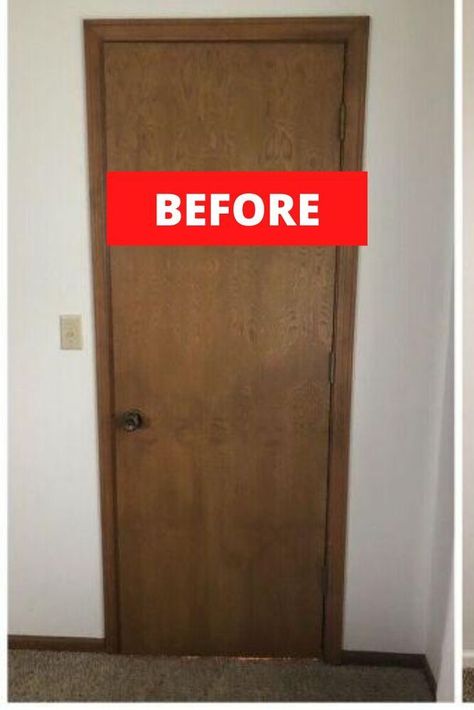 If you hate your indoor doors then check out this update on a budget. This $3 door upgrade is fast and perfect if you hate your old brown doors. #hometalk | home decor ideas | decorating on  budget #decorating | sponsored Diy Door Makeover, Door Makeover Diy, Closet Door Makeover, Home Inspo Cozy, Inside Doors, Hollow Core Doors, Brown Doors, Door Upgrade, Indoor Doors