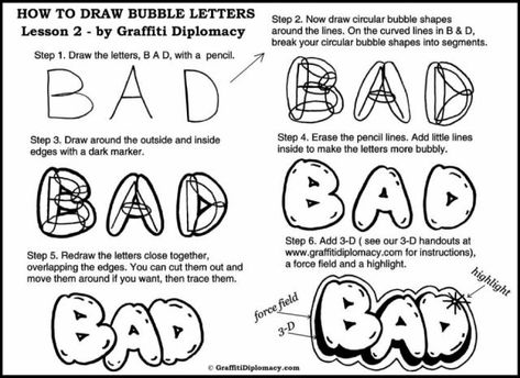 Create Your Own Bubble Letters #Family #Trusper #Tip Graffiti Tutorial, Classe D'art, Graffiti Names, Bubble Drawing, Art Handouts, Typographie Inspiration, Schrift Design, 8th Grade Art, 6th Grade Art